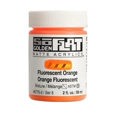 Image of Golden SoFlat Matte Acrylic Paint, 2oz jar, Fluorescent Orange (6775 2)