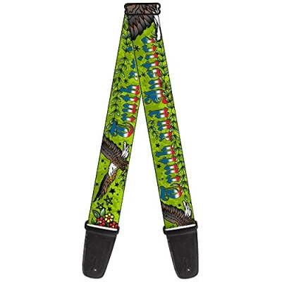 Image of Buckle Down Guitar Strap Truth and Justice Green 2&quot; Wide 29 54&quot; Length