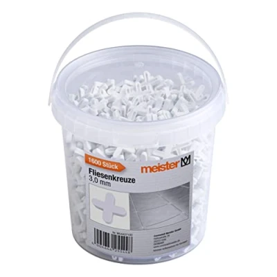 Image of Meister Tile Spacers 3.0 mm Practical Set of 1600 Made Robust Polypropylene White/Tile Accessories/Tile Laying Aid/Joint Crosses / 4427100