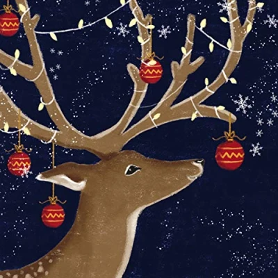 Image of Pack of 8 Decorated Deer Mini Charity Christmas Cards Multiple Charities ASCX0281