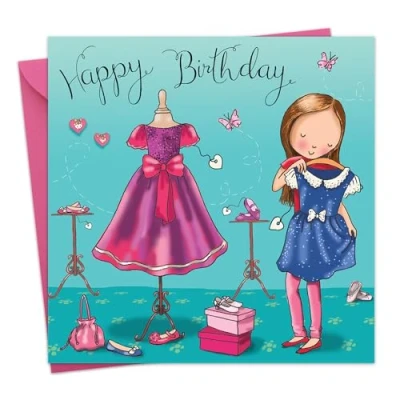 Image of Twizler Happy Birthday Card with Dresses Girls Girl for Fashion Childrens Cards Presents