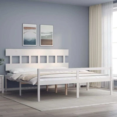 Image of vidaXL Senior Bed without Mattress White 200x200 cm Solid Wood