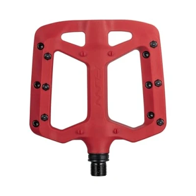 Image of Funn Taipan Glass Fiber Reinforced Thermoplastic Bike Pedals with 9/16 inch CrMo Axles and Shin Friendly Pins for MTB/BMX/Urban/Gravel Riding (Red)
