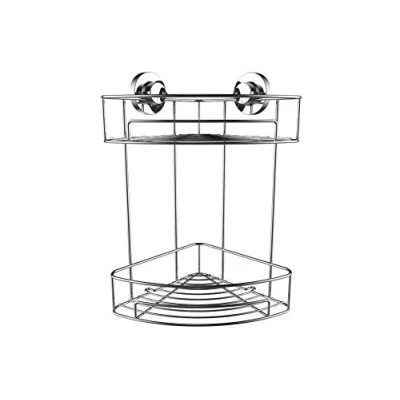 Image of Britten &amp; James Corner Shower Tidy 2 Tier Suction Fit Rust Proof Stainless Steel