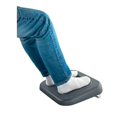 Image of Leitz Ergo Adjustable Desk Foot Rest, 80% Post Consumer Recycled Plastic &amp; 100% Recyclable, Three Height Settings, Improves Posture Blood Circulation, Range, Dark Grey, 65460089