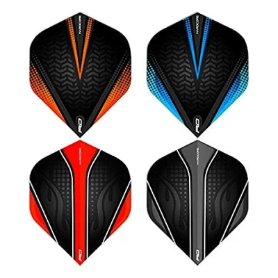 Image of RED DRAGON Hardcore Selection Pack Black V Extra Thick Standard Dart Flights 4 sets Per (12 in total)