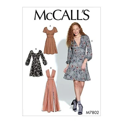 Image of McCall&#039;s M7802, Sewing Pattern,Template, Paper, White, 6 8 10 12 14