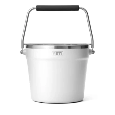 Image of YETI Rambler Beverage Bucket, Double Wall Vacuum Insulated Ice Bucket with Lid, White