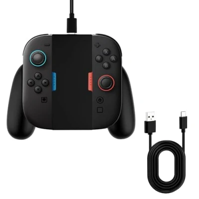 Image of Mcbazel 2 in 1 Joycon Charging Grip for NS Switch 2, Magnetic Grip, with USB C Charge Cable (Black)