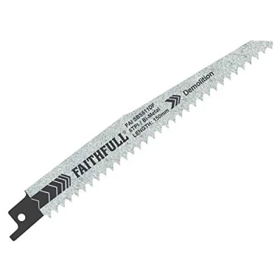 Image of Faithfull S611DF Bi Metal Sabre Saw Blade Demolition 150mm 6 TPI (Pack of 5)