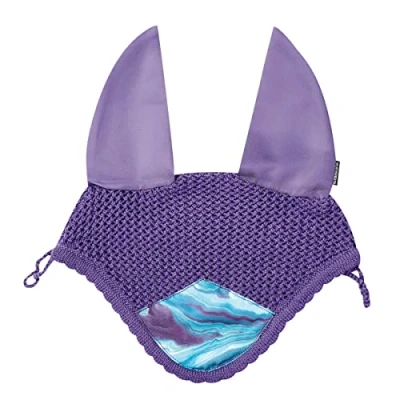 Image of Weatherbeeta Prime Marble Ear bonnet Purple Swirl Loops on both sides to secure the bridle