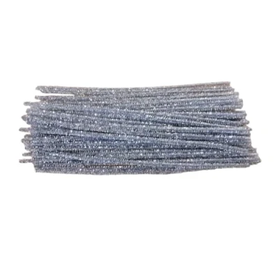 Image of SEQUENTIAL 100 pcs SILVER TINSEL pipe cleaners for craft sparkly glitter wire stems 6mm x 30cm long arts &amp; crafts creative DIY projects decorations (100 TINSEL)