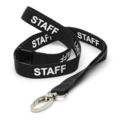 Image of CKB LTD Black Staff LANYARDS Breakaway Safety Lanyard Neck Strap Swivel Metal Clip for ID Card Holder Pull Quick Release Design Pack of 100
