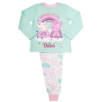 Image of Girls Peppa Pig Personalised Name Pyjamas (Peppa Mint, 4 5 Years)