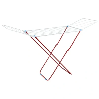 Image of ZENO Clothes Airer Dryer Rack Indoor Drying with 18m Washing Line &amp; Outdoor Wet Laundry Horse Foldable White Red