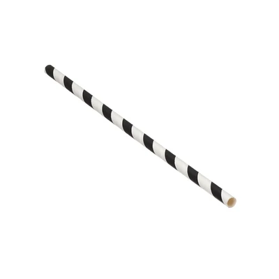 Image of Paper Straw 200mm x 6mm Black/White Striped (Pack of 5000) D22033