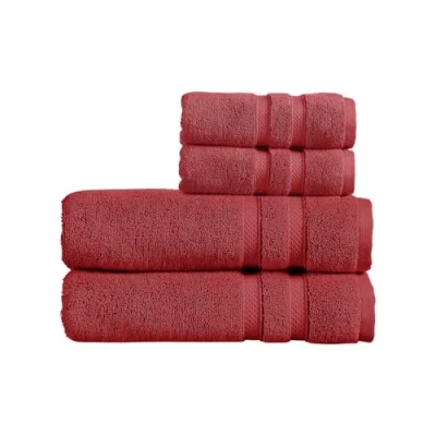 Image of Christy Chroma Bath Sheet Set of 4 2 Hand Towels Sheets Highly Absorbent Heavyweight 675GSM Bold and Bright Soft Smooth Shower 100% Cotton Rouge Red