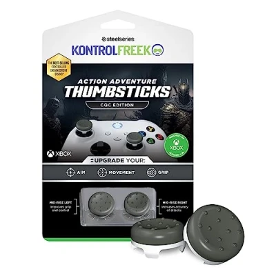 Image of KontrolFreek CQC Classic for Xbox One and Series X Controller Performance Thumbsticks 2 Mid Rise Concave Gray/White