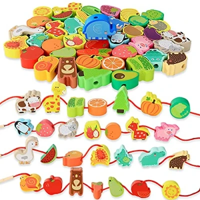 Image of BMTOYS Wooden Educational Montessori Threading Learning Toys For 3+ Year Olds Toddler Preschool Activities Stringing Toddlers Boys Girls