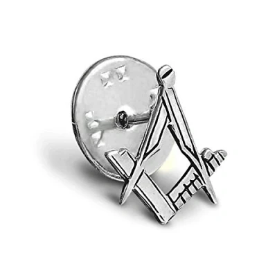 Image of The Masonic Collection Craft Sq &amp; Compass Badge Silver Plated With Clutch Pin Fitting A Perfect Gift Accessory For Freemason Men