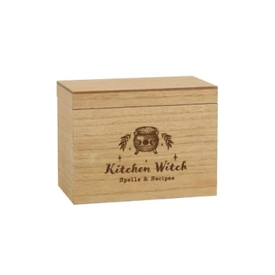 Image of Something Different Kitchen Witch Wooden Recipe Box (One Size) (Brown)