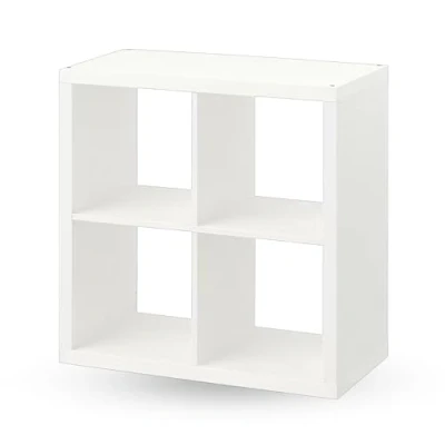 Image of MAC KALLAX Shelving Unit, 4 Cube Storage Square Unit Large Solution Perfect For Basket or Boxes, Home, Office Furniture, Living Room, Shelves, 77x77 CM (White)