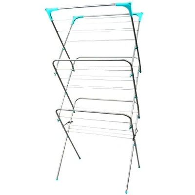 Image of Trendi 3 Tier Clothes Airer, Rack Drying Indoor and Outdoor Laundry with Non Slip Feet Corner Spaces for Hangers, Flat Foldable Space Saving, 63 x 46 138