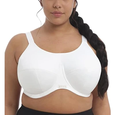 Image of Elomi womens Full Coverage Sport Sports Bra, White, 38D
