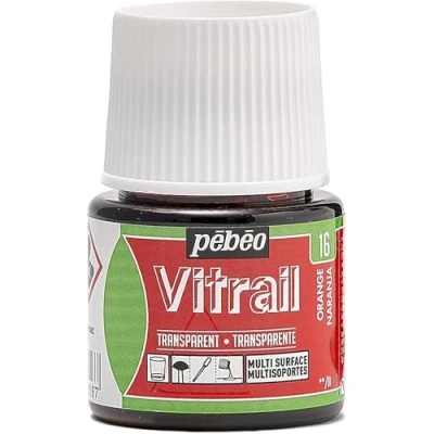 Image of Pebeo Vitrail Stained Glass Effect Paint 45 Milliliter Bottle, Orange,Orange