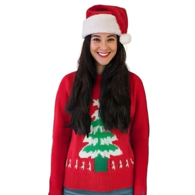 Image of Komonee Deluxe Santa Hat Thick Trim Headwear Father Christmas Claus Xmas Premium Festive Costume Fancy Dress