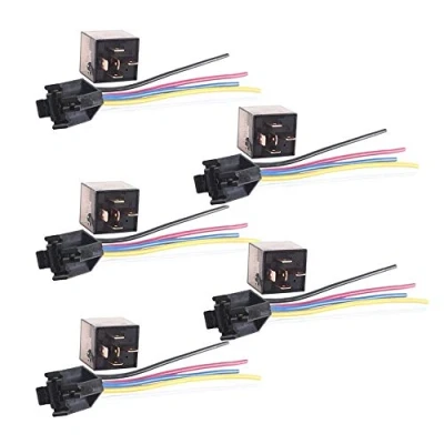 Image of Mintice 5 X Car Vehicle Auto Truck 12V 12 Volt DC 80A AMP Transparent Relay Kit SPDT 5Pin Socket Plug Wire
