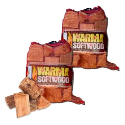 Image of Softwood Firewood Logs 50L Kiln Dried Ready to Burn Easy Light Density Wood 2 x 25 Litre Nets Soft for Outdoor Open Fire Pits Burners Coal Stoves Log