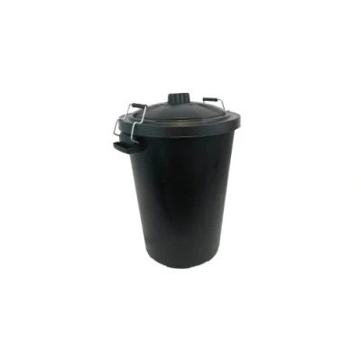 Image of KetoPlastics Black Bin 85L Heavy Duty Dustbin With Metal Lockable Handles (Made In the UK)
