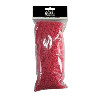 Image of Glick Luxury Shredded Tissue Paper, Perfect for use in Gift Wrapping, Art &amp; Crafts,30 GMS, Red (Packaging May Vary)