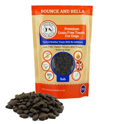 Image of Bounce and Bella Grain Free Dog Training Treats 1000 Tasty Treat Pack 80% Steam Cooked Fish 20% Potato &amp; Sweet Hypoallergenic with Omega 3, Vitamins A D3 for Healthy Dogs (1 pack)