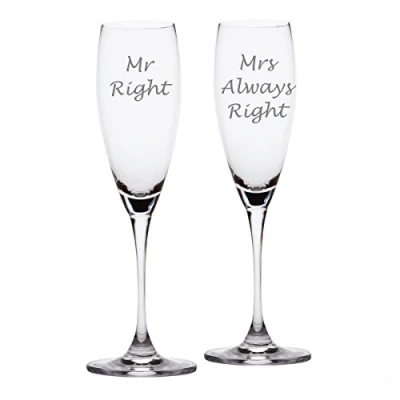 Image of Mr Right Mrs Always Champagne Flutes in Gift Box