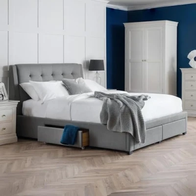 Image of Julian Bowen Grey Fabric Fullerton Bed, Super King