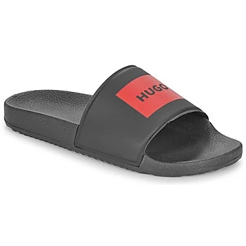 Image of HUGO Timein Pool slides, Men&#039;s, Size: 10, Black High quality imitation leather