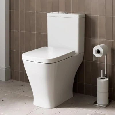 Image of Marseille Close Coupled Toilet Rimless Pan &amp; Soft Seat White Gloss Bathroom WC