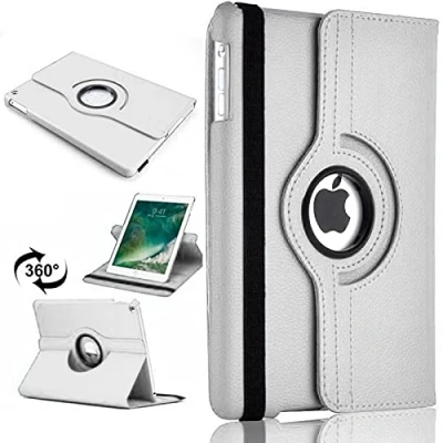 Image of TechDealsUK PU Leather 360 Degree Rotating Stand Swivel Case Folio Cover For Apple iPad Mini 1, 2 &amp; 3 (Silver)