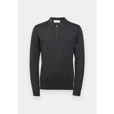 Image of Selected Homme Slhberg LS HALF ZIP NOOS Jumper, Men&#039;s, Size: Small, Antracit/melange