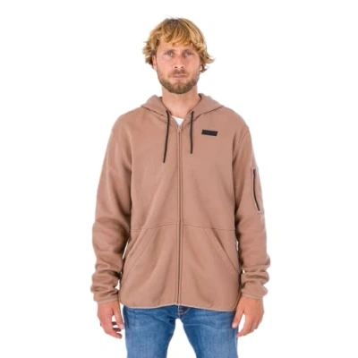 Image of Hurley Men&#039;s Baseline Zip Fleece Sweatshirt, Taupe Haze, XL