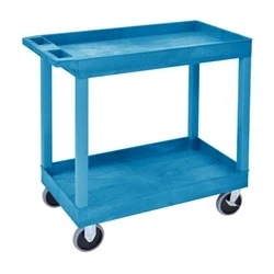Image of Super Strength Multi Purpose Trolley; 2 Trays; Swivel Castors; Blue