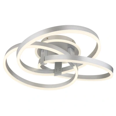 Image of Herwig Integrated LED Semi Flush Ceiling Light Aluminium Brushed Dimmable 2700 6000K Remote Control