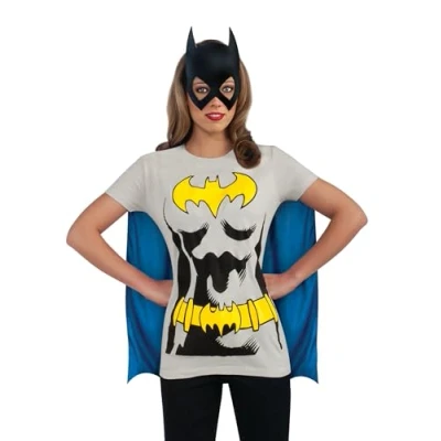 Image of Rubie&#039;s 880476S000 BATGIRL TSHIRT Batman Adult Fancy Dress, Multicoloured, 8 10
