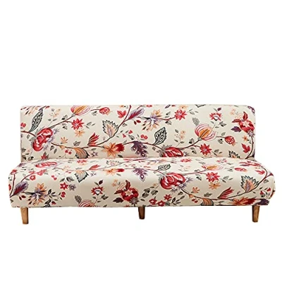 Image of CHNSHOME armless sofa covers stretch foldable bed cover 3 seater elastic slipcover patterned removable