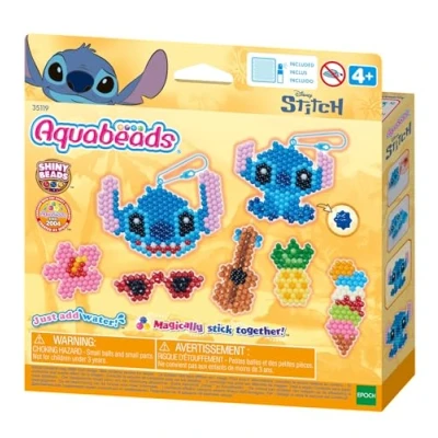 Image of Aquabeads 35119 Stitch Keychain Craft Kit Arts &amp; Crafts Bead Activity Toy