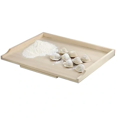 Image of KADAX Pasta Board, Wooden Baking Board Made of Poplar Wood, Dough with Stop Bars, Traditional for Pasta, Cakes, Dumplings (One Sided, 40 x 60 cm)
