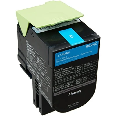 Image of Lexmark 802HC Cyan Toner Cartridge 80C2HC0