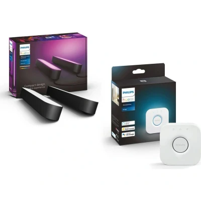 Image of Philips Hue White and Colour Ambiance Play Light Bar Twin Pack Bridge